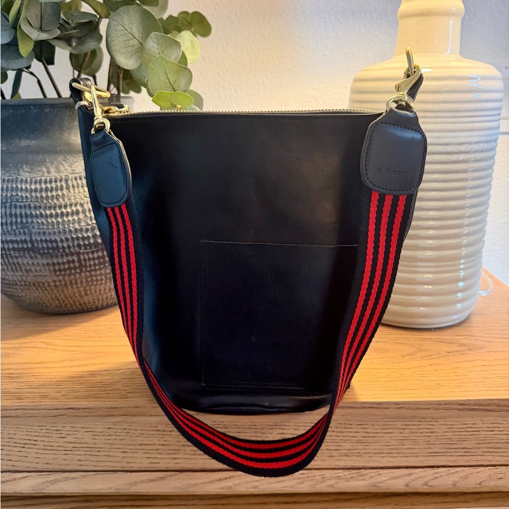 Clare V Black Leather Bucket Bag. Comes with 2 straps.